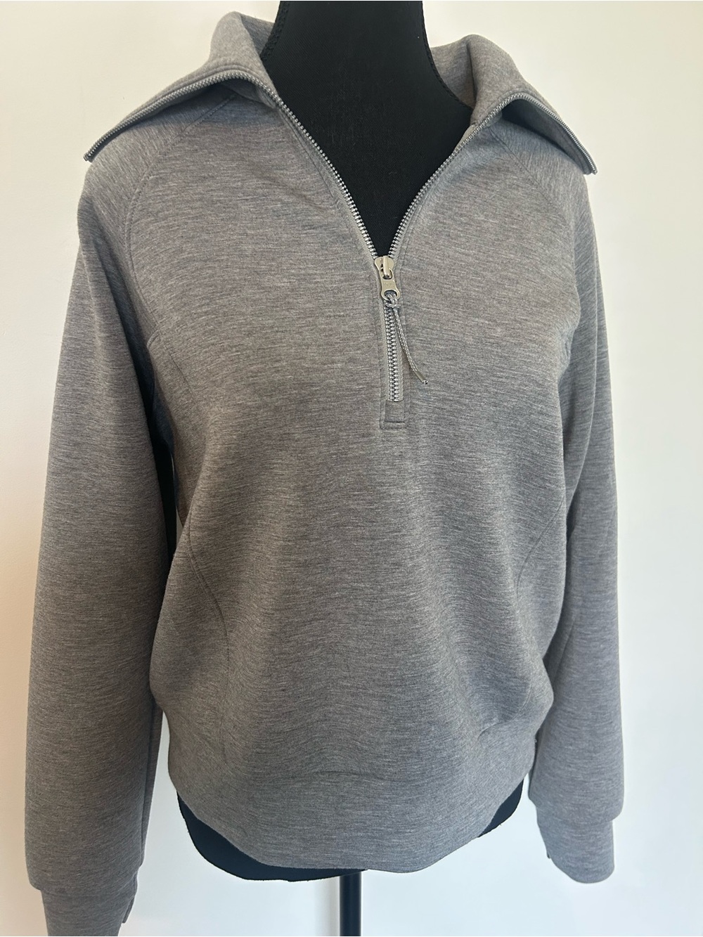 SPANX Air Essentials Heather Gray Quarter-Zip Pullover Sweater